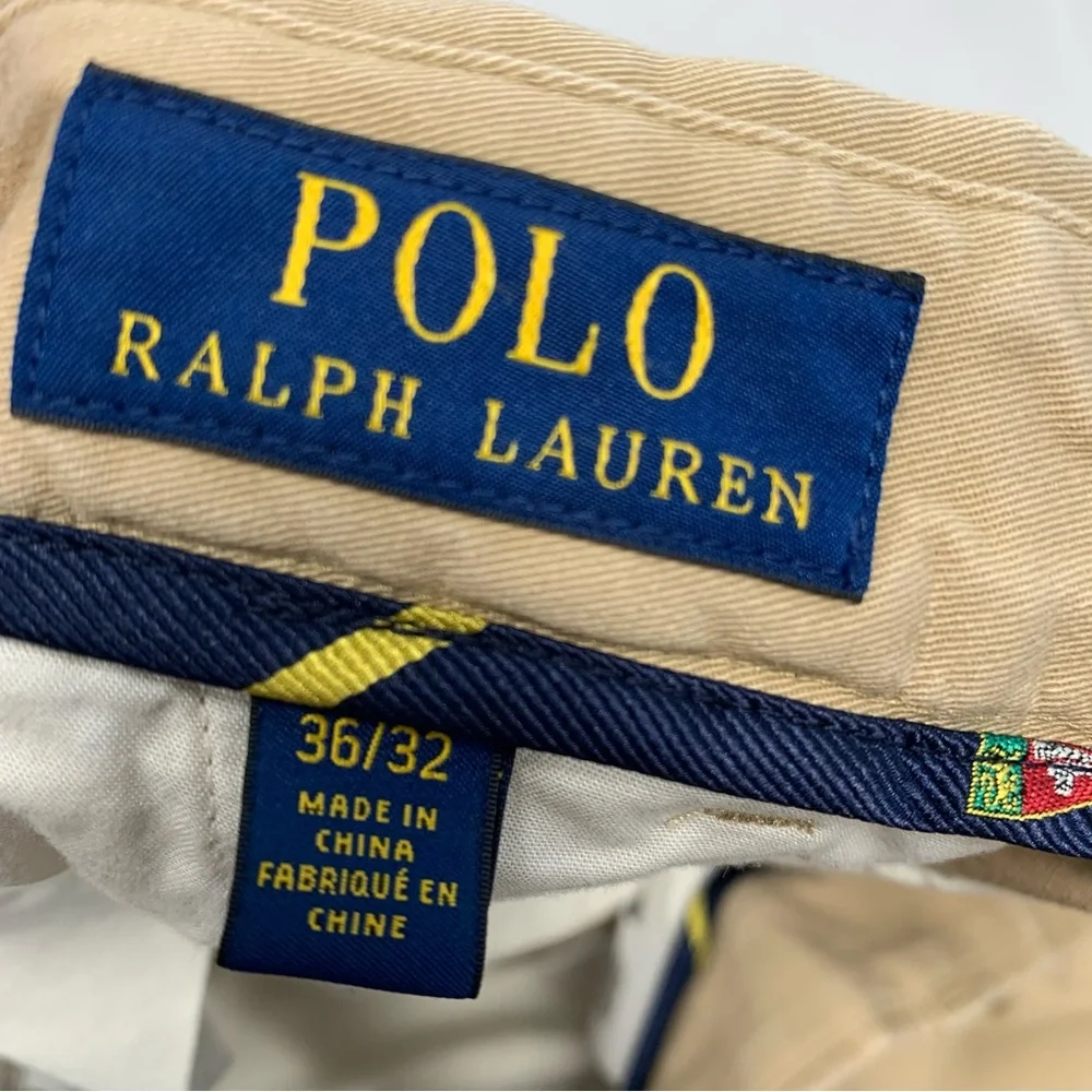 Polo Ralph‎ Lauren Chino Pants Men 36 Khaki Cuffed Beige Business Casual Work